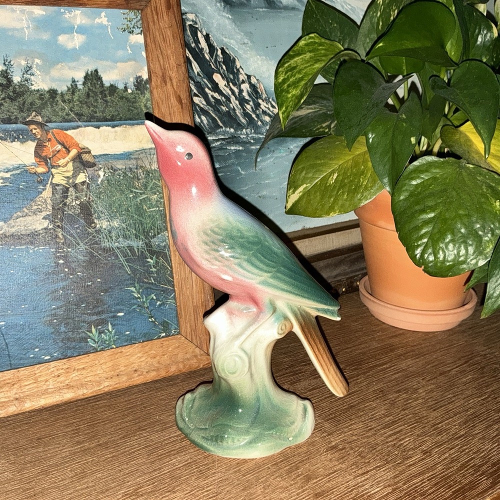 Royal Copley Vintage Ceramic Bird Swallow Mid Century Spaulding Pottery Green